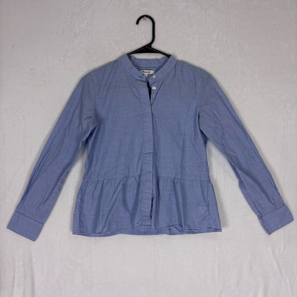 Madewell‎ Blue Hidden Button Long Sleeve Dress Shirt Size XS
